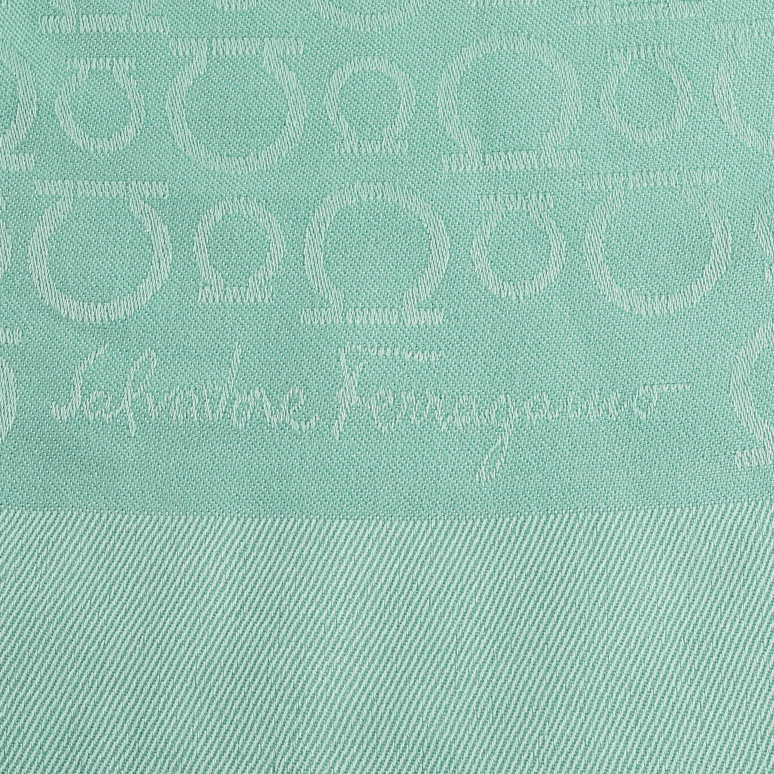 SALVATORE FERRAGAMO Mint Green Silk Wool Scarf