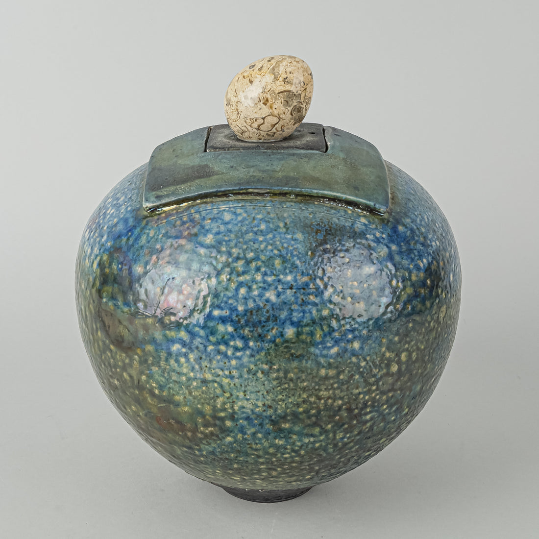 Art Pottery Raku Lidded Vessel Signed