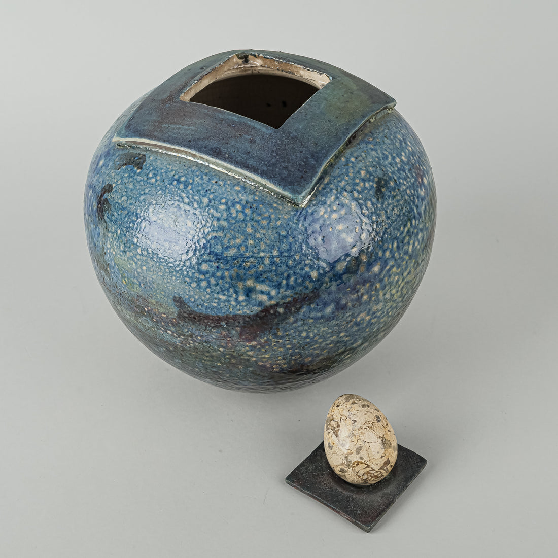 Art Pottery Raku Lidded Vessel Signed