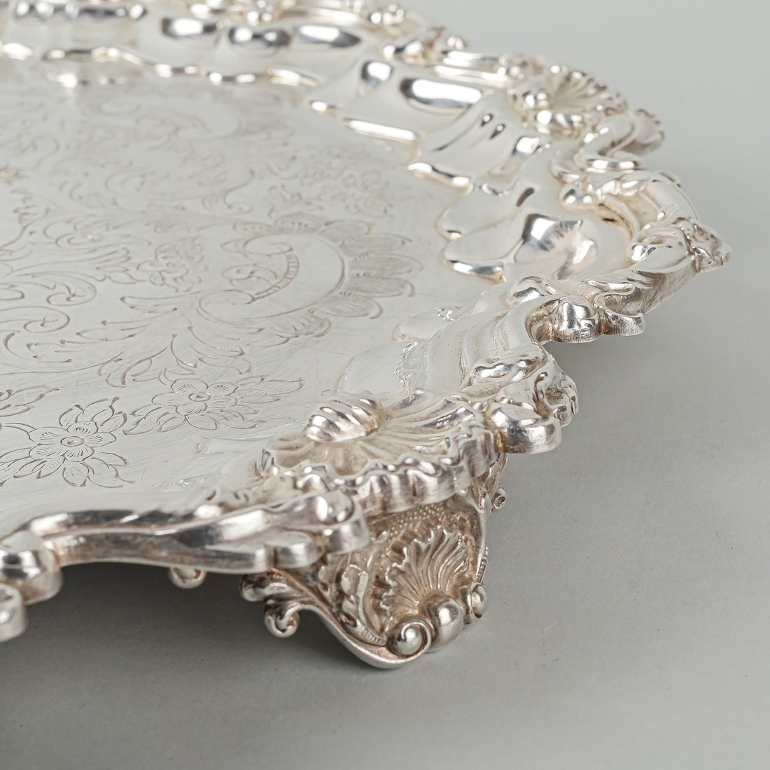 CHARLES HOWARD COLLINS Reprodction Old Sheffield Plate Silverplate Footed Tray