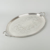 CHARLES HOWARD COLLINS Reprod Old Sheffield Plate Silverplate Engraved Oval Tray