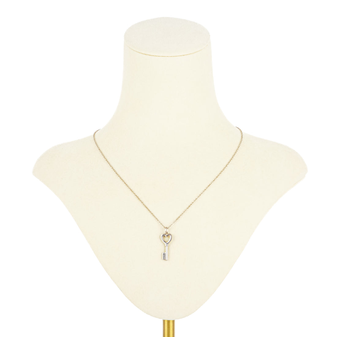 TIFFANY & CO Sterling Silver Mini Heart Key Pendant Necklace