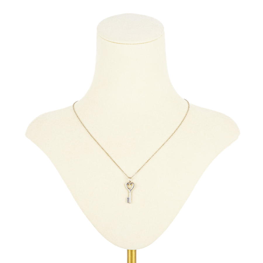 TIFFANY & CO Sterling Silver Mini Heart Key Pendant Necklace