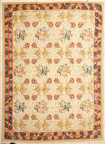 Aubusson Style Wool Flatweave Rug