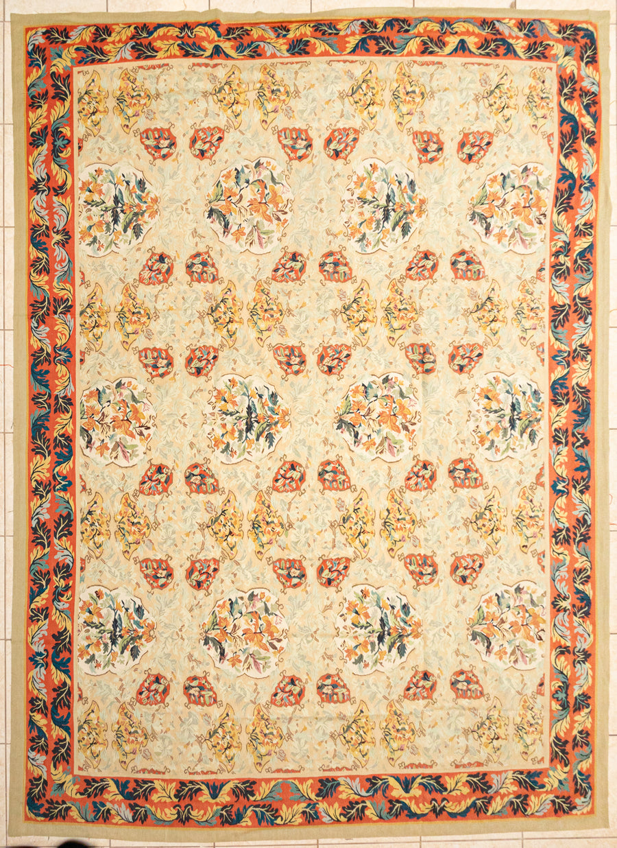 Aubusson Style Wool Flatweave Rug