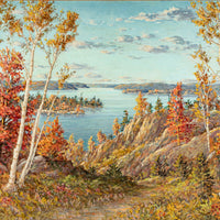 Otto Planding (Canadian 1857-1967) Lake Scene With Birches