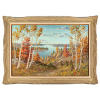 Otto Planding (Canadian 1857-1967) Lake Scene With Birches