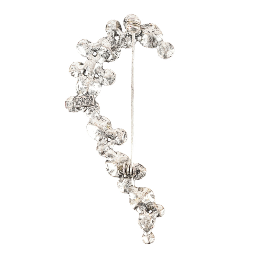 ARTS & CRAFTS Silver Tone Rhinestone Brooch
