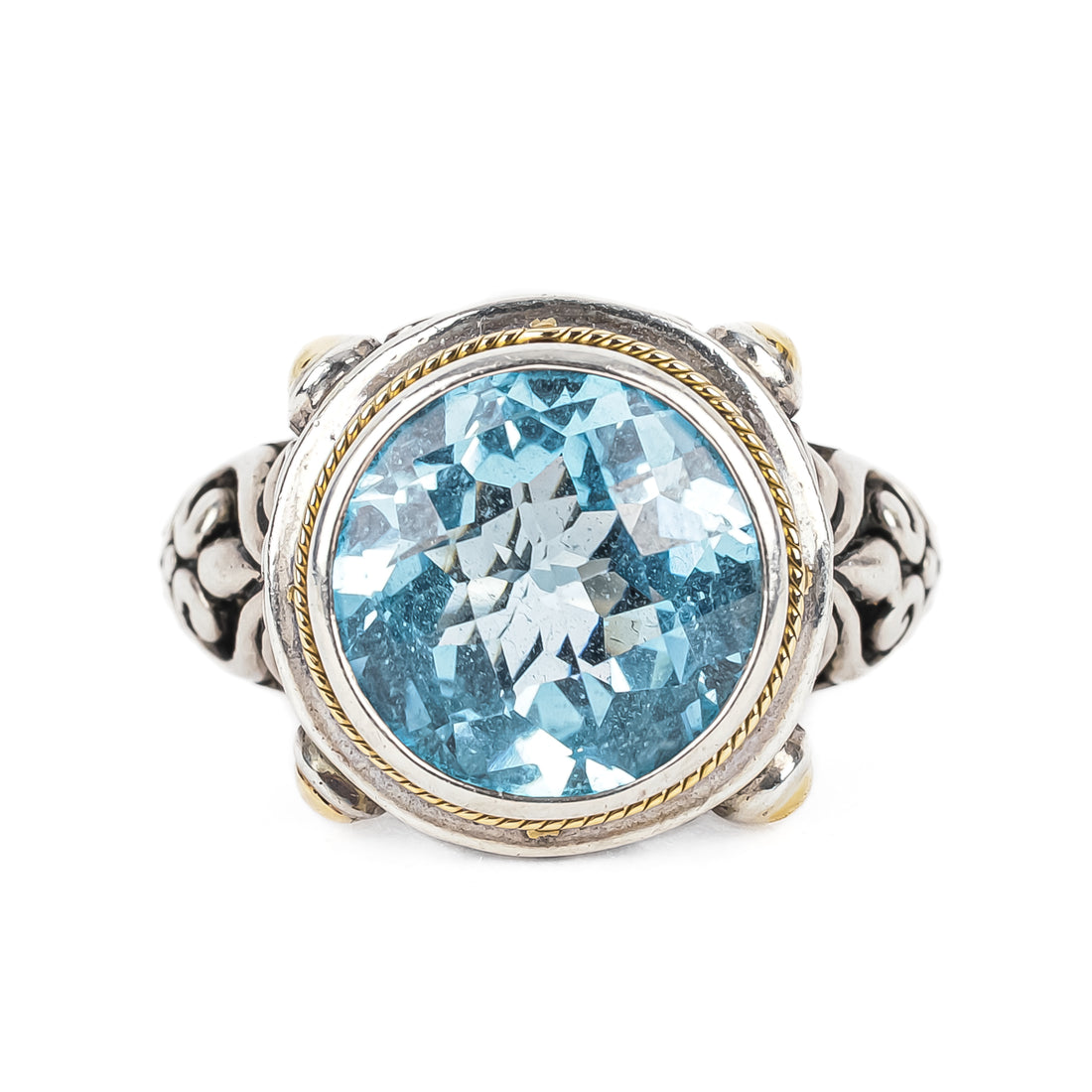 EFFY 18K And Sterling Silver Blue Topaz Openwork Ring