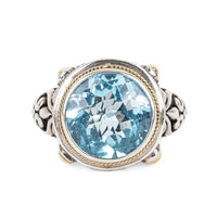 EFFY 18K And Sterling Silver Blue Topaz Openwork Ring