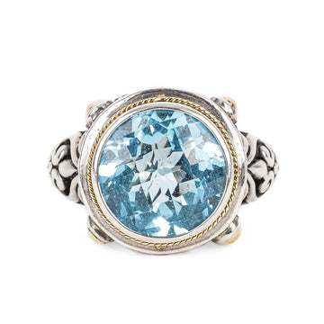 EFFY 18K And Sterling Silver Blue Topaz Openwork Ring