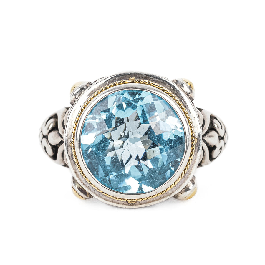 EFFY 18K And Sterling Silver Blue Topaz Openwork Ring