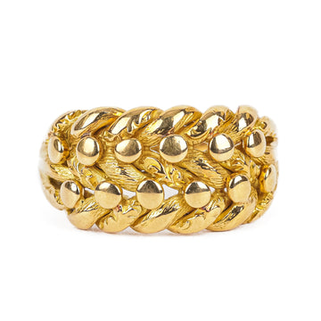 14K Yellow Gold Basketweave Band Ring