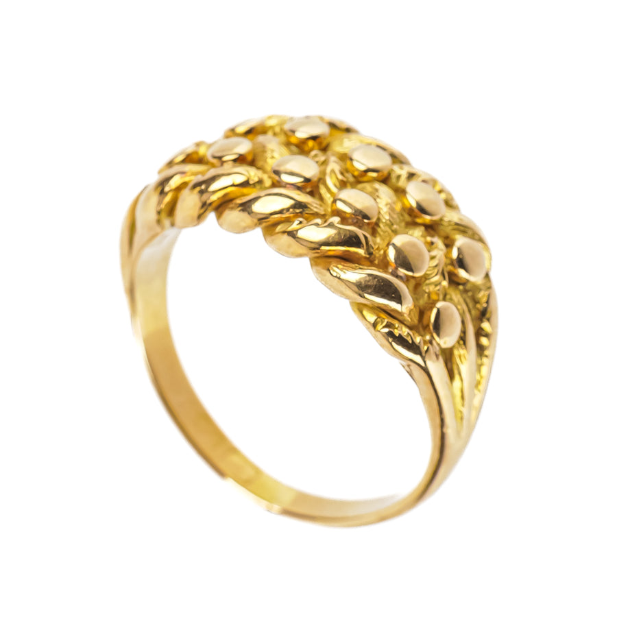 14K Yellow Gold Basketweave Band Ring