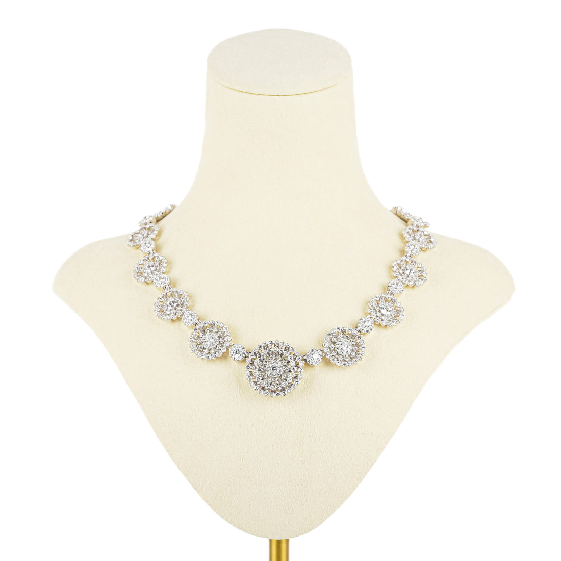 NADRI Silver Tone Flower Cluster Collar Necklace
