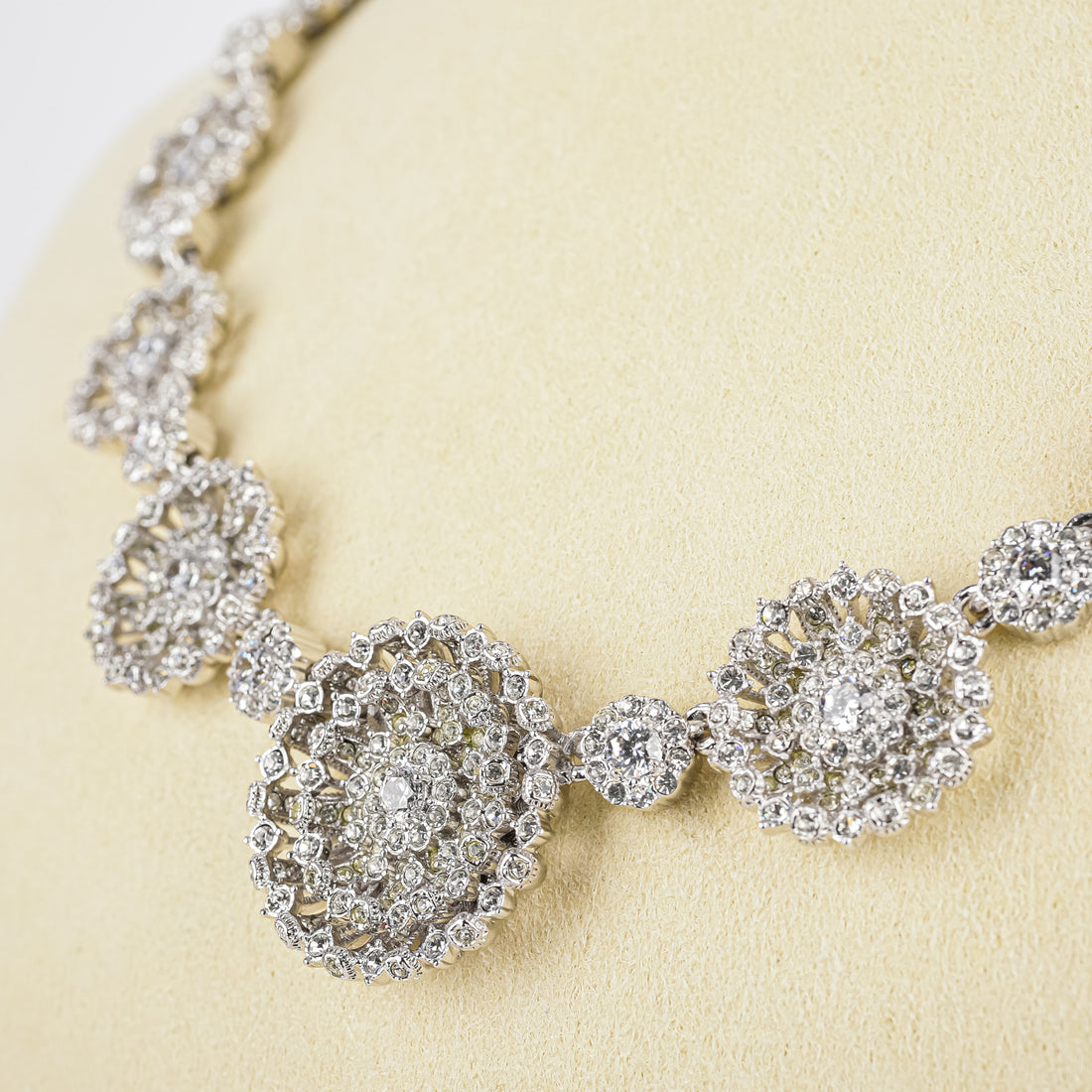 NADRI Silver Tone Flower Cluster Collar Necklace