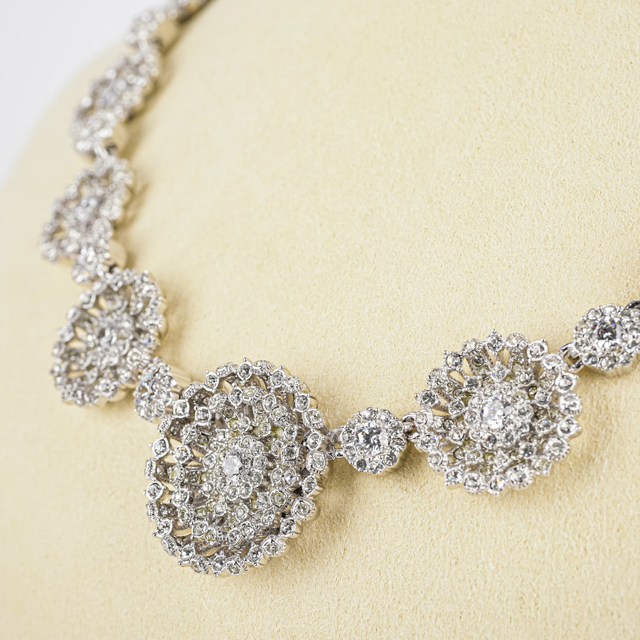 NADRI Silver Tone Flower Cluster Collar Necklace