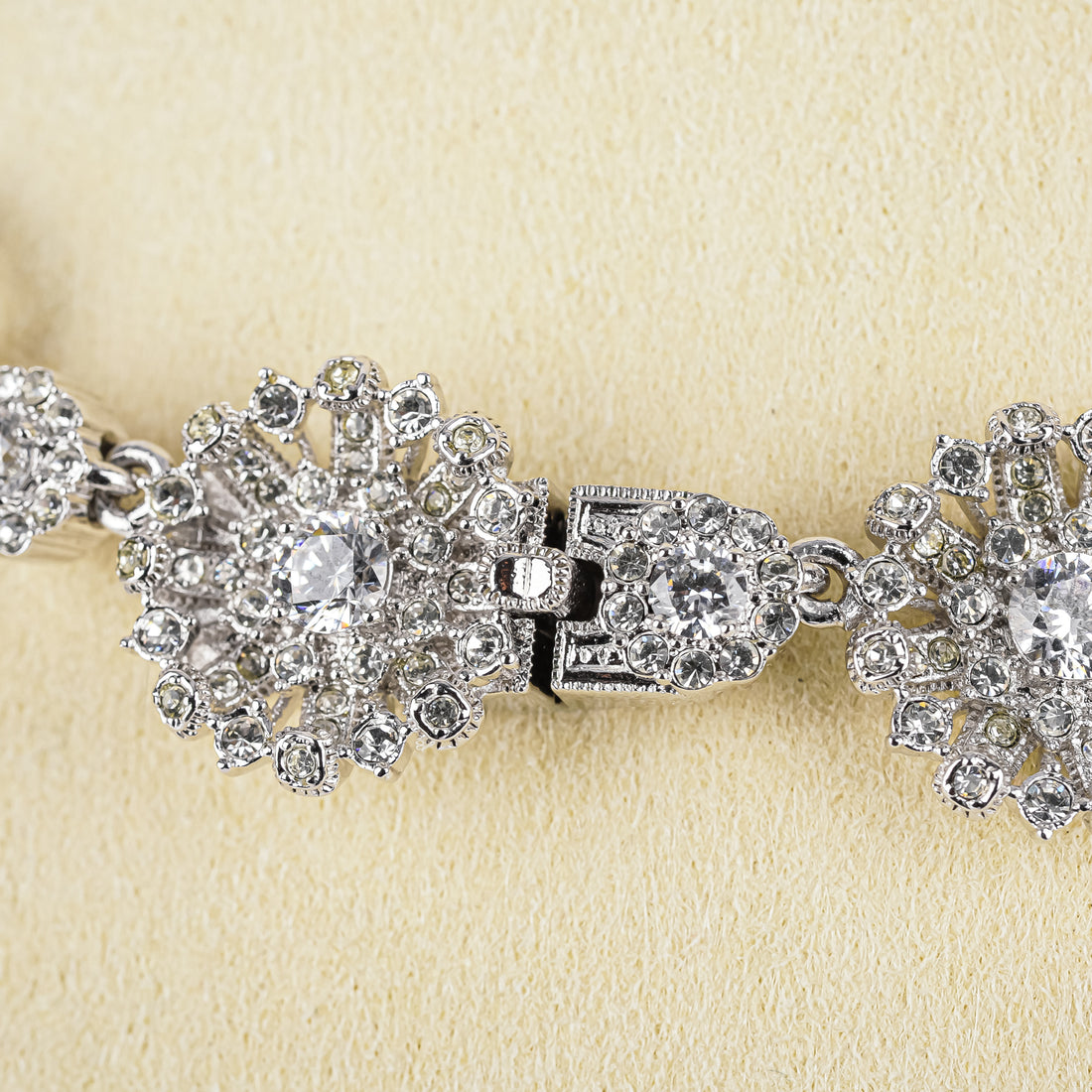 NADRI Silver Tone Flower Cluster Collar Necklace