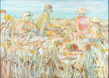 Leda McAlister (Canadian 1929-2017) Beach Picnic Acrylic On Canvas