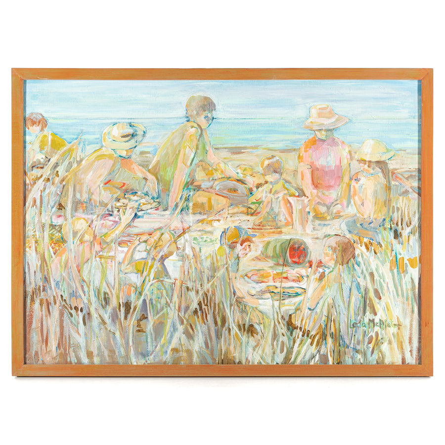 Leda McAlister (Canadian 1929-2017) Beach Picnic Acrylic On Canvas
