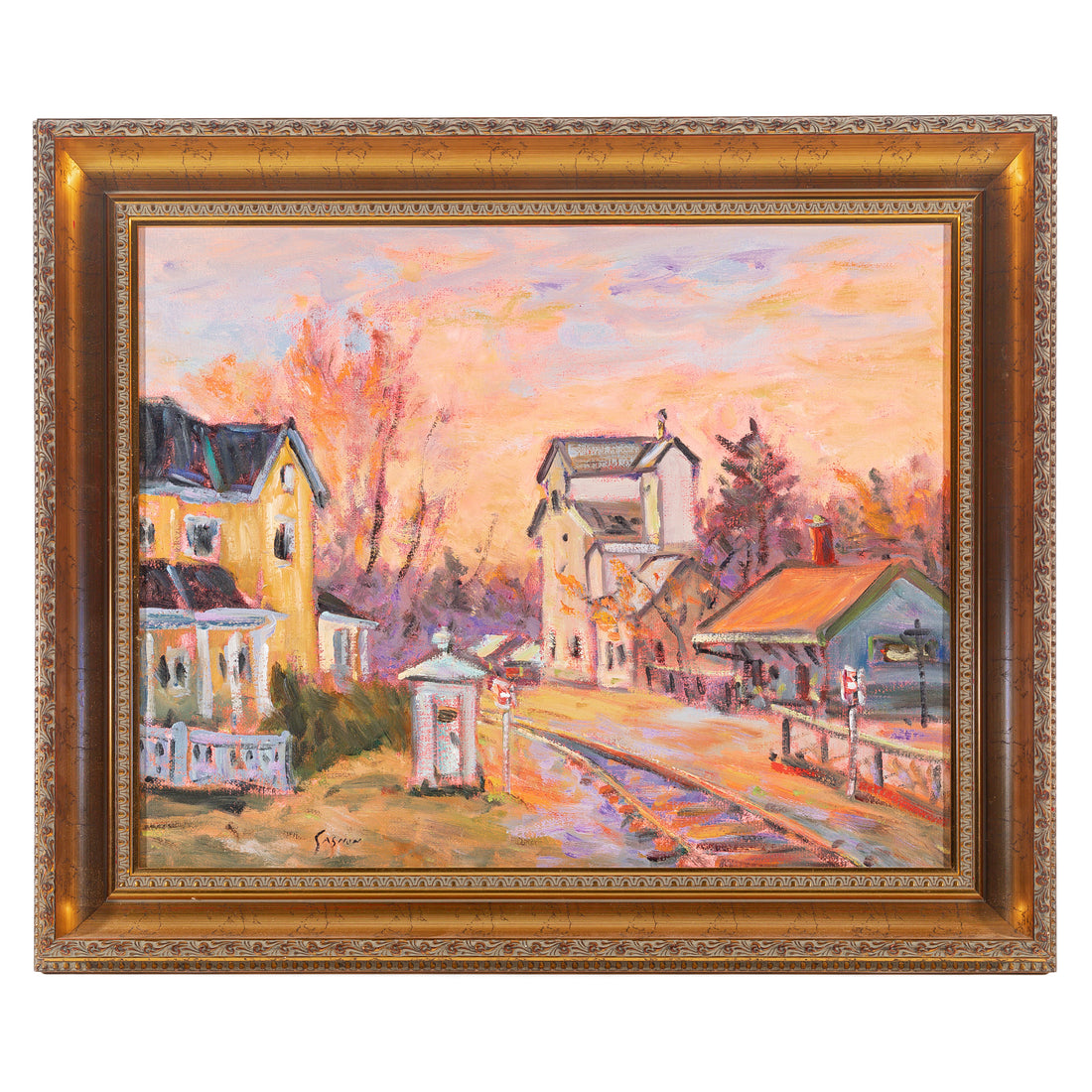 Sylvio Gagnon (Canadian 1939) "Unionville Station And Granery" Acrylic On Canvas
