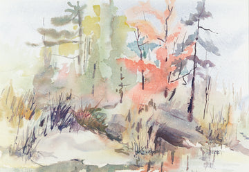 Elizabeth Jaworski (Canadian 20th C) Landscape "Misty Place" Watercolour on paper