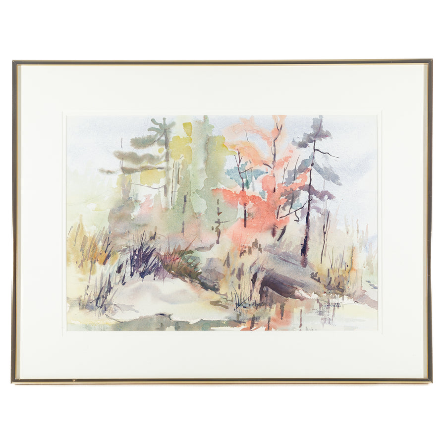 Elizabeth Jaworski (Canadian 20th C) Landscape "Misty Place" Watercolour on paper