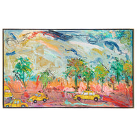 Telford Fenton (Canadian 1932-2004) "Central Park Cabs" Oil on canvas