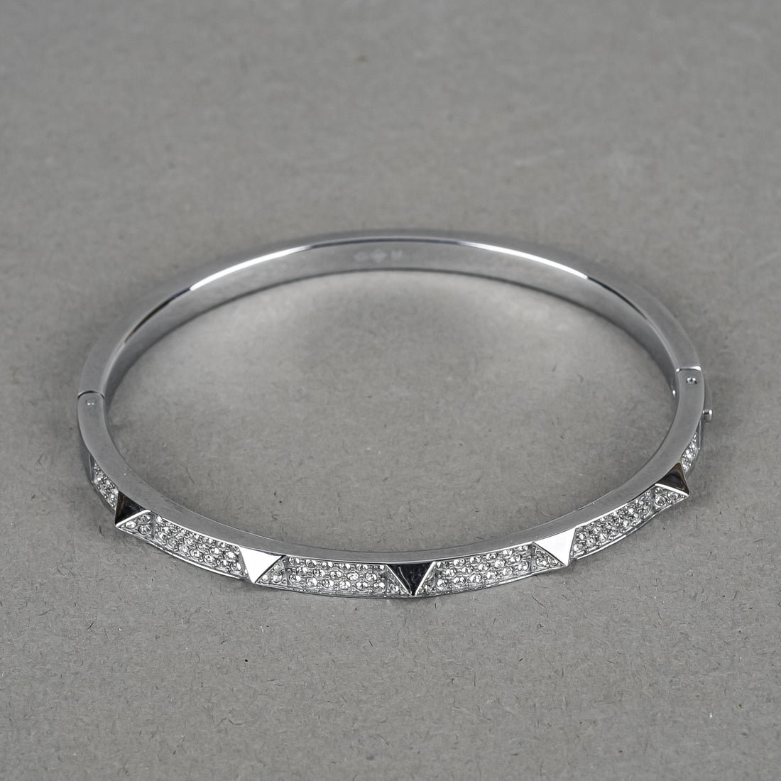 SWAROVSKI Silver Tone Studded Hinged Tactic Bangle