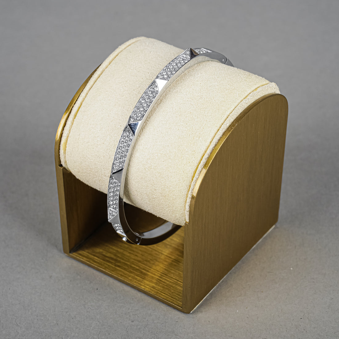 SWAROVSKI Silver Tone Studded Hinged Tactic Bangle