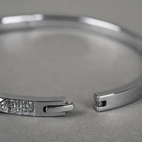 SWAROVSKI Silver Tone Studded Hinged Tactic Bangle
