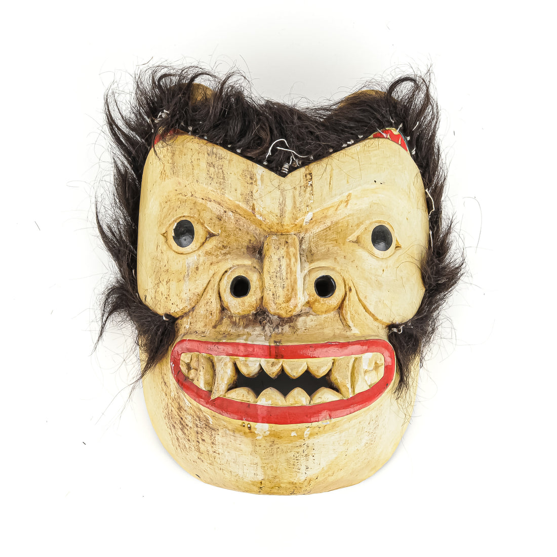 Indigenous Painted And Carved Wood Wall Hanging Portrait Mask