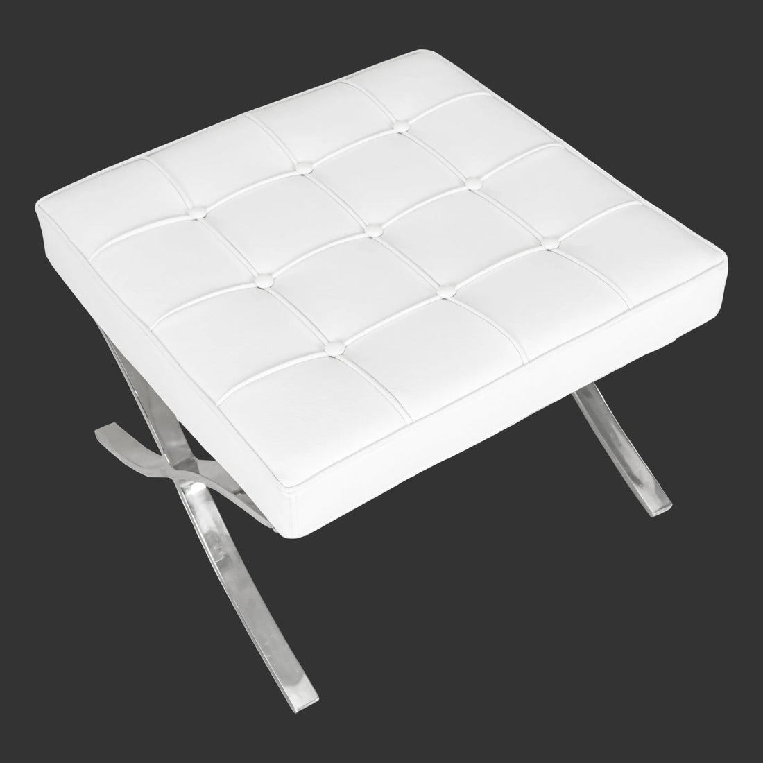 Barcelona Style Ottoman With White Leather