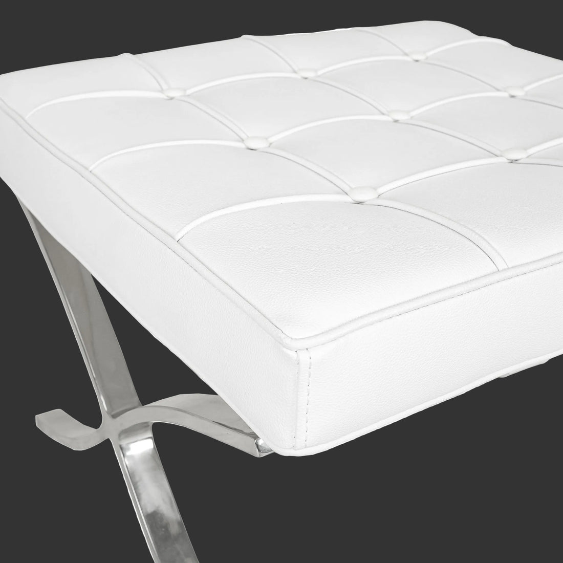 Barcelona Style Ottoman With White Leather