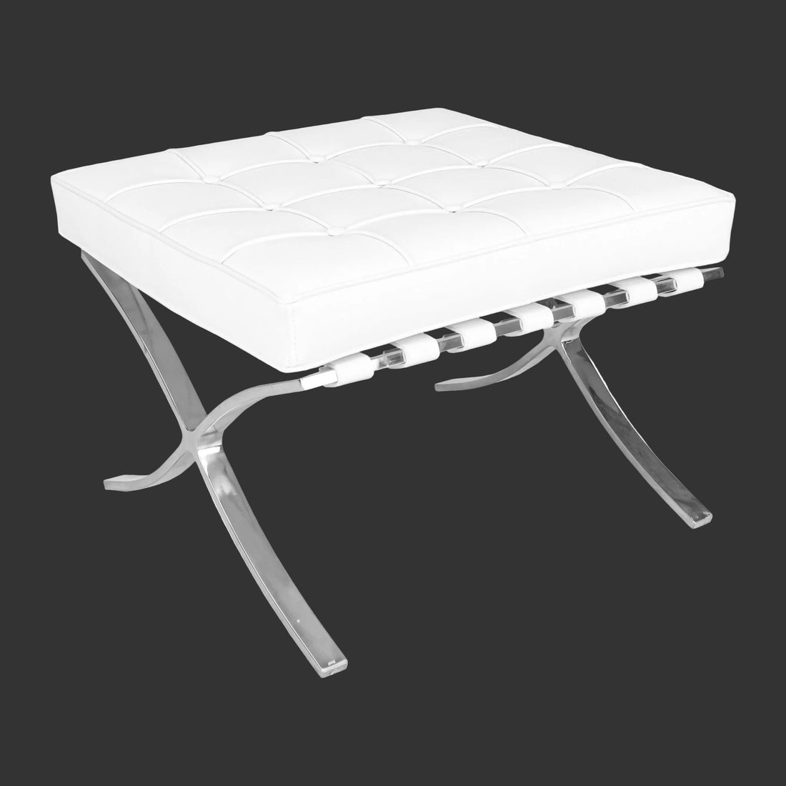 Barcelona Style Ottoman With White Leather