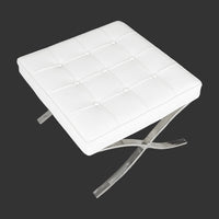 Barcelona Style Ottoman With White Leather