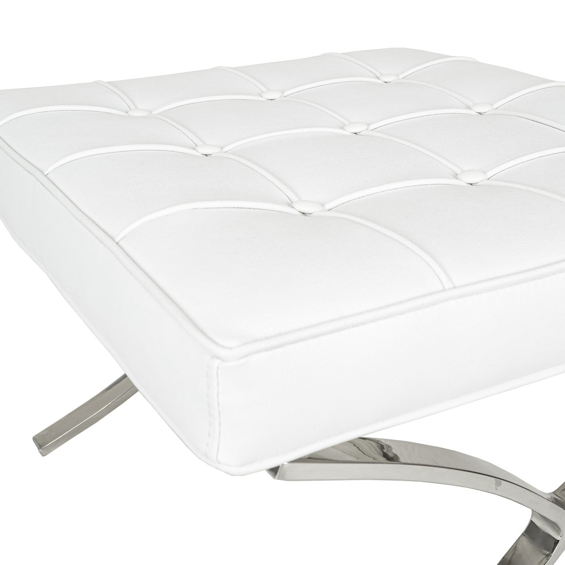 Barcelona Style Ottoman With White Leather