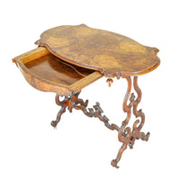 Vintage Victorian Style Burled Walnut Fretwork Table