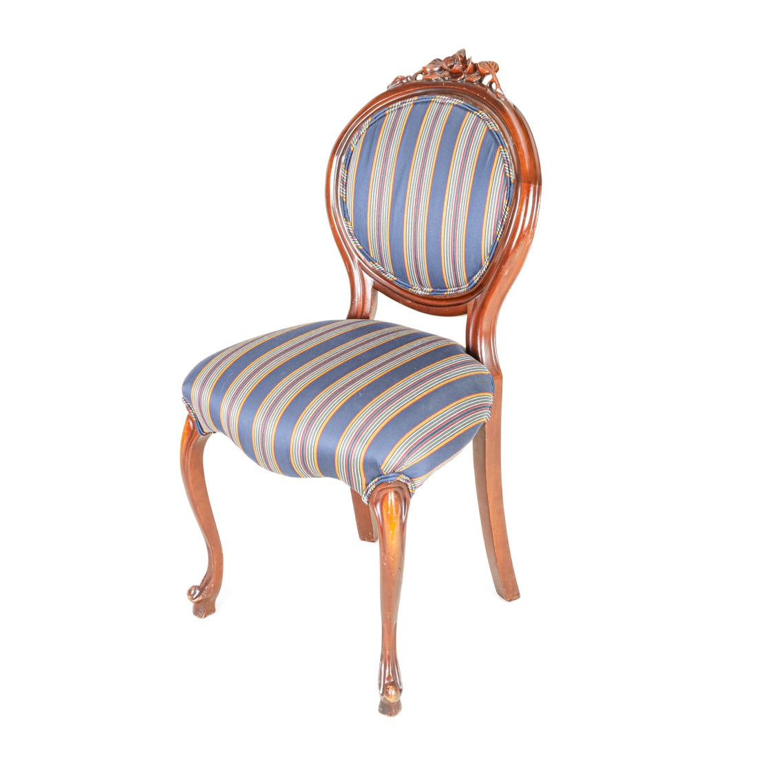 PAIR Louis XVI Style Side Chairs Blue Upholstery
