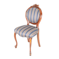 PAIR Louis XVI Style Side Chairs Blue Upholstery