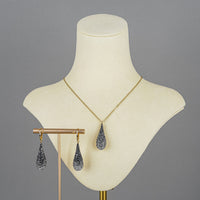 SWAROVSKI Gold Tone Teardrop Grey Crystal Set