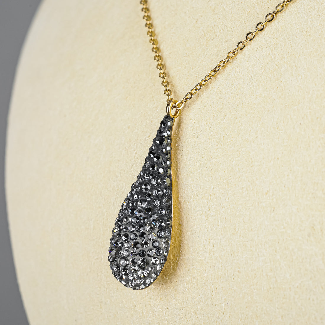 SWAROVSKI Gold Tone Teardrop Grey Crystal Set