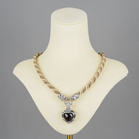 JUDITH RIPKA Sterling Silver Cubic Zirconia Smokey Quartz Heart Pendant Necklace