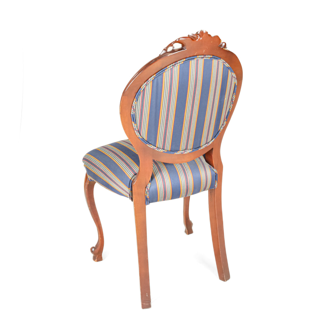 PAIR Louis XVI Style Side Chairs Blue Upholstery