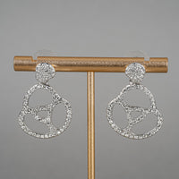 SWAROVSKI Silver Tone Hinged Drop Earrings