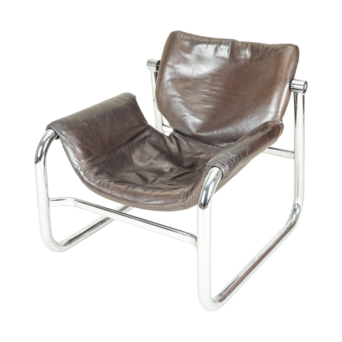 POZZA Alpha Lounge Chrome & Brown Vinyl