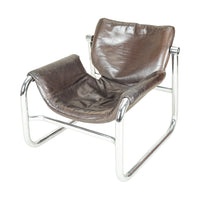 POZZA Alpha Lounge Chrome & Brown Vinyl