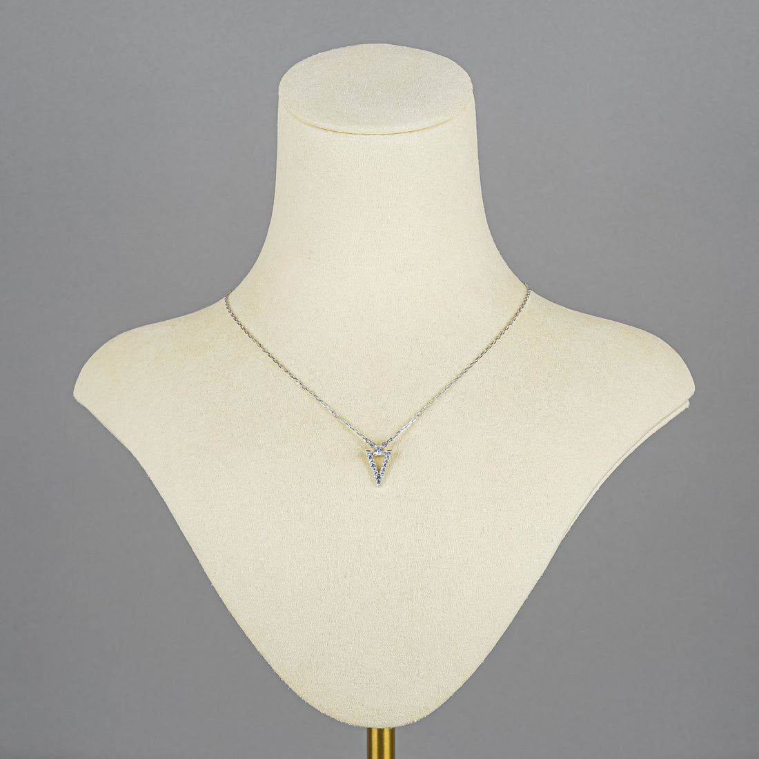 SWAROVSKI Silver Tone Triangular Pendant Necklace