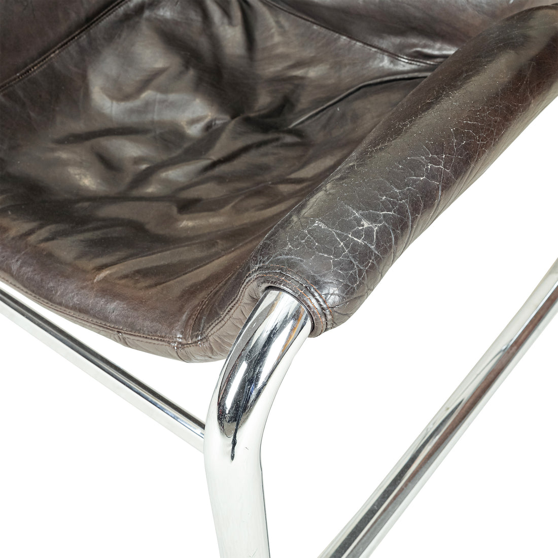 POZZA Alpha Lounge Chrome & Brown Vinyl
