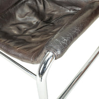 POZZA Alpha Lounge Chrome & Brown Vinyl